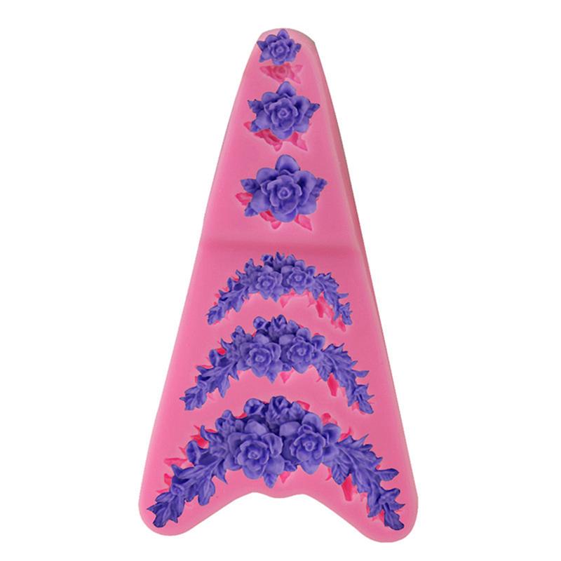 Stampo in silicone per ghirlanda di fiori di rosa, bordo per torta, gioielli, strumenti per decorare matrimoni