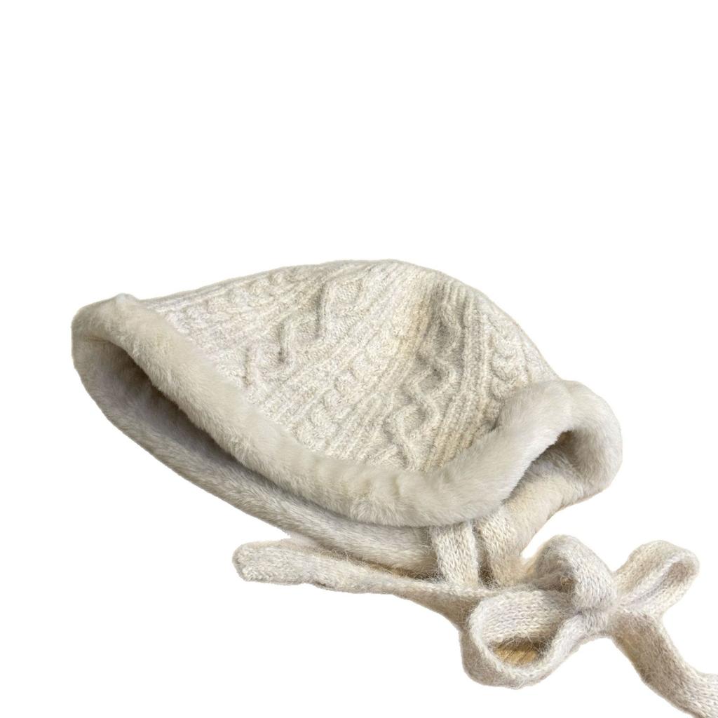 New Autumn and Winter Knitted Strap Fur Edged Basin Hat Foldable Outdoor Warm and Versatile Fisherman Hat for Women with Small Face