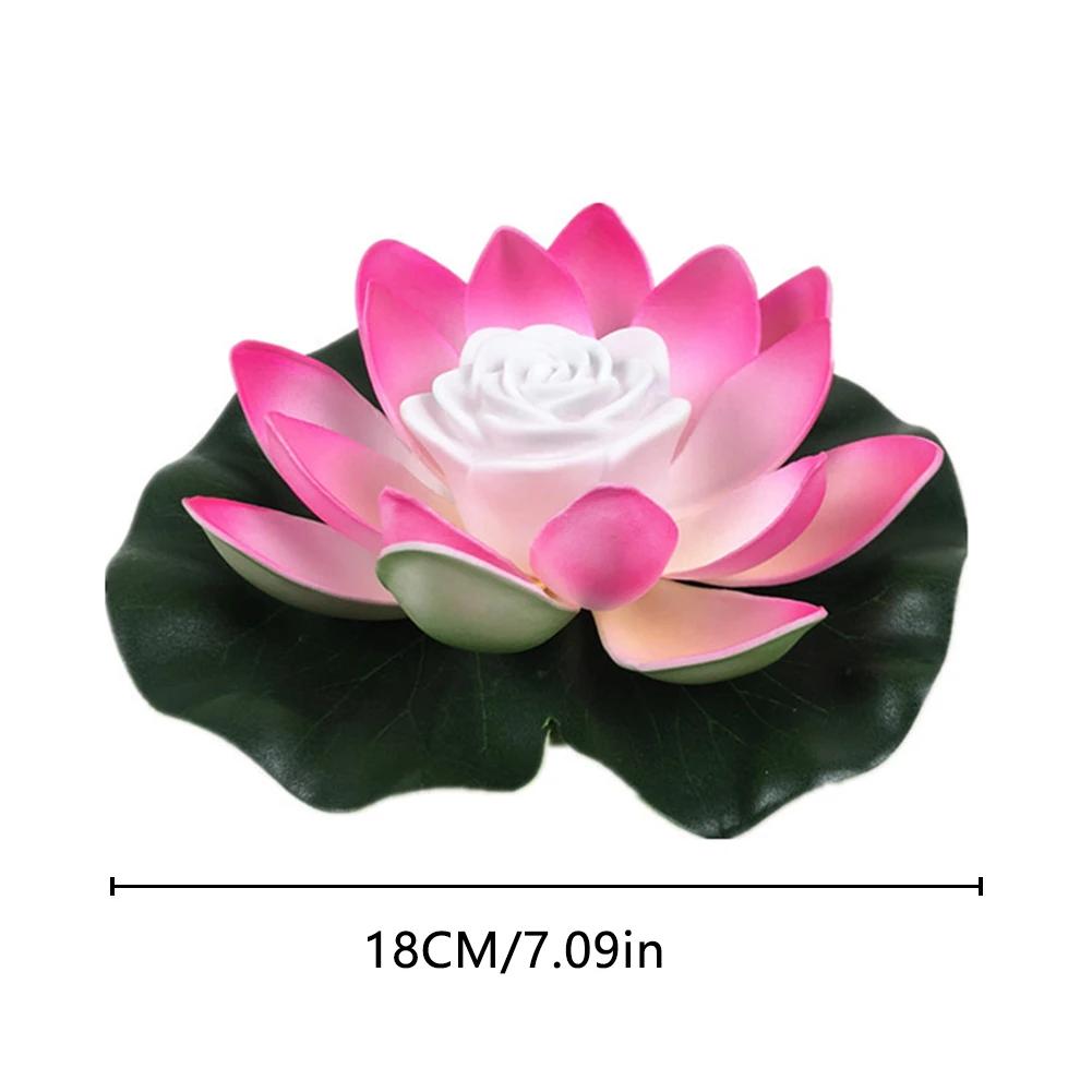 1-10pcs Artifical Floating Lotus Night Light 18cm LED Energy Saving Lotus Lamp Waterproof Garden Pool Pond Fountain Decoration