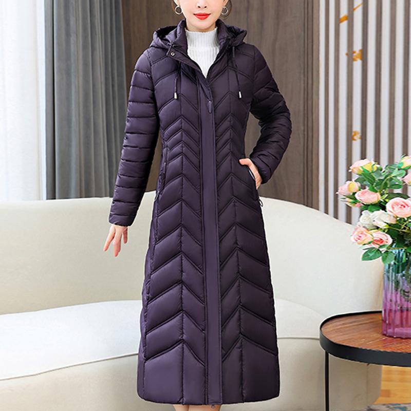 

Элегантное Женское Зимнее Длинное Пальто с Капюшоном Повседневные Толстые Теплые Парки Женские Куртки 5XL темно-фиолетового