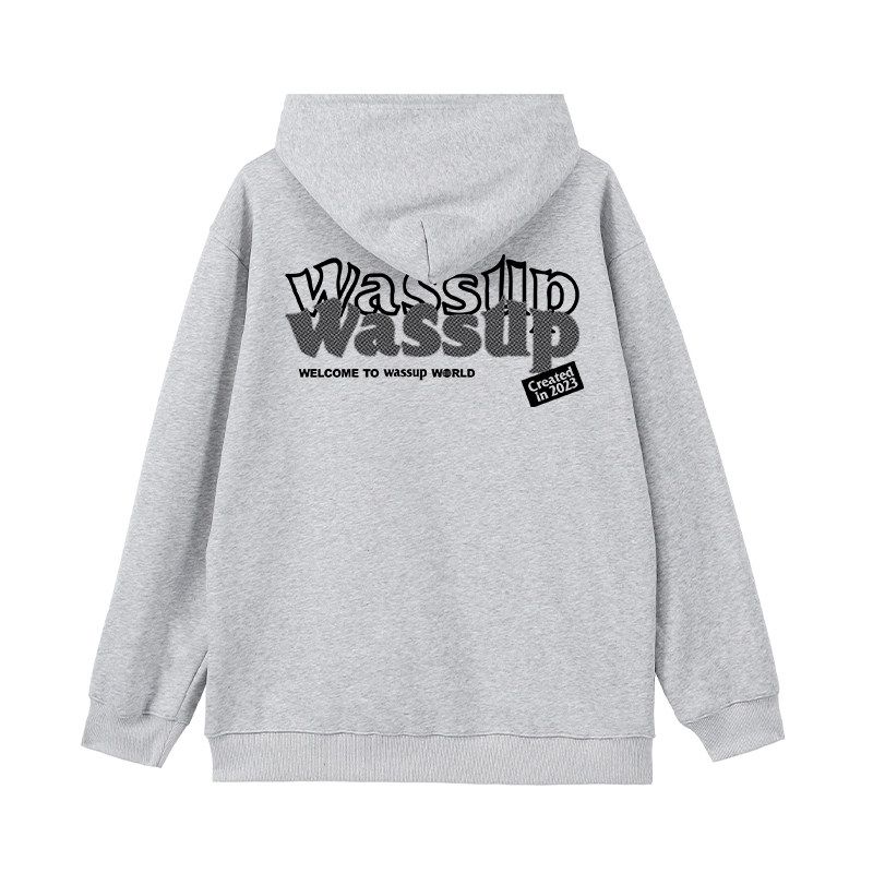 Wassup Trendy Brand Letter Sweatshirt Men's Hoodie Autumn and Winter Fleece Loose American Casual Couple Tops Jacket