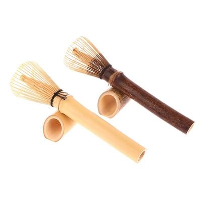 Batidor de matcha con mango largo, brocha para polvo de matcha, accesorio para ceremonia de matcha, batidor de té de bambú hecho a mano de estilo japonés