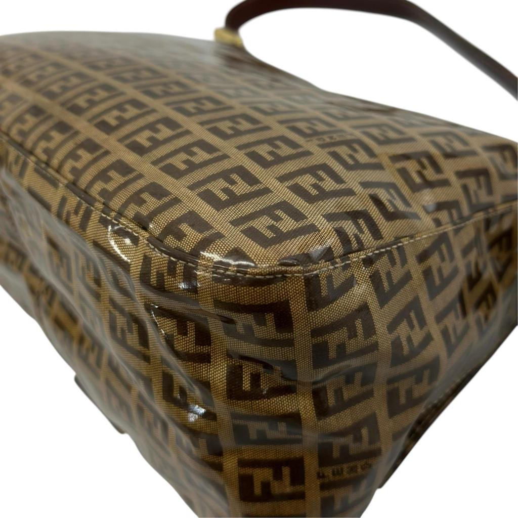 FENDI Zucchino mamma bucket Shoulder Bag Brown Women one belt used