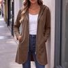 Manteau long à capuche zippé décontracté pour femme avec poches pour un usage quotidien