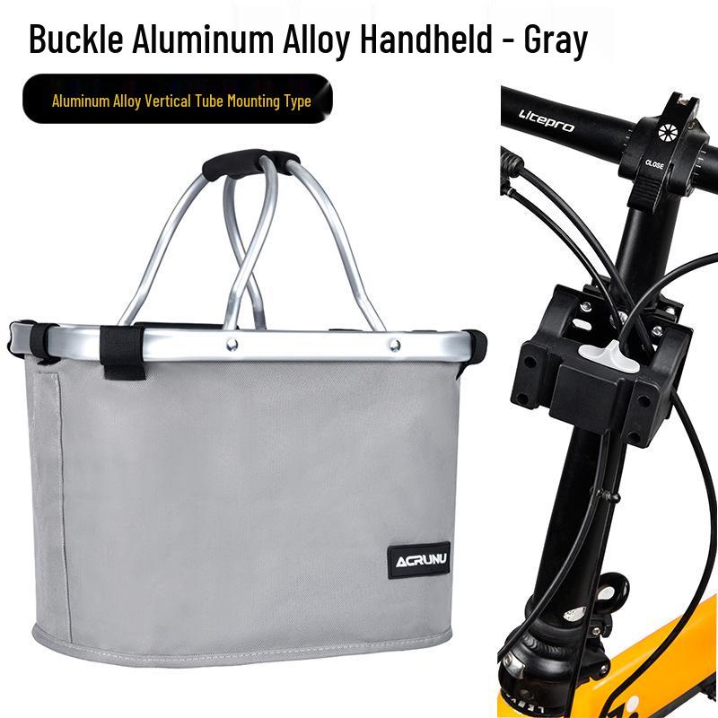 ACRUNU Waterproof Front Basket for Mountain Bike & Electric Scooter - Commuting Foldable Aluminum Alloy Handheld Basket