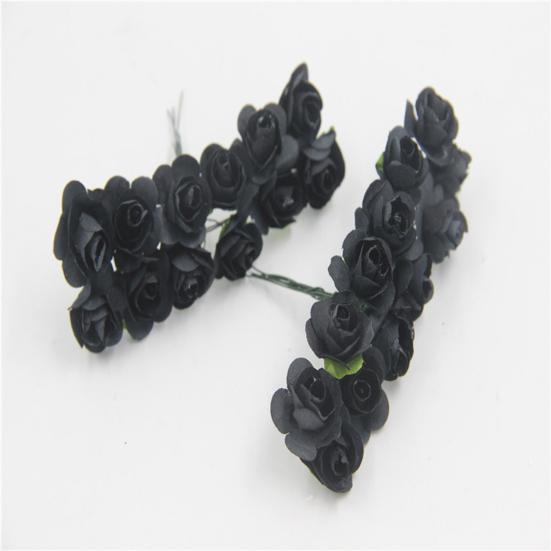 12 Pcs Mini Artificial Rose Flower Bouquet 12 Heads Paper Rose Flowers with Stems for Scrapbooking Wedding DIY Crafts