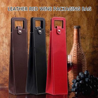 2Pcs Elegant Leather Wine Carriers Portable Champagne Gift Bags For Picnics and Wedding Celebration Party Supplies