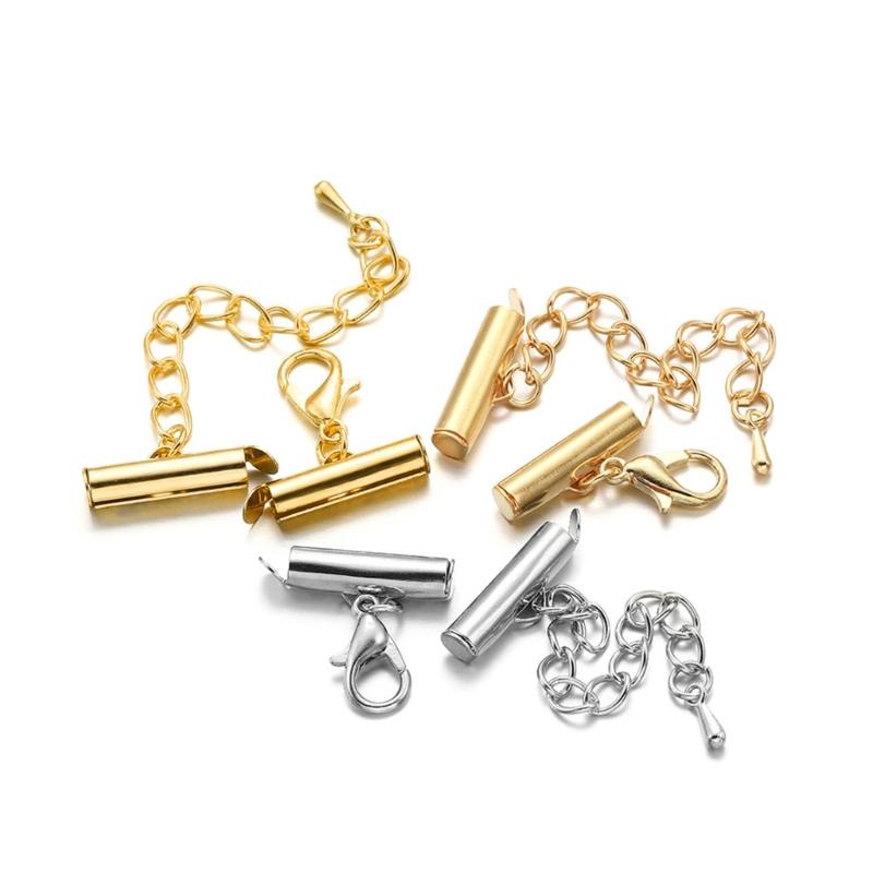 Set of 10 Versatile Connectors Crimp End Caps Extending Chains Jewelry Findings DIY Bracelet Jewelry Making Accessories
