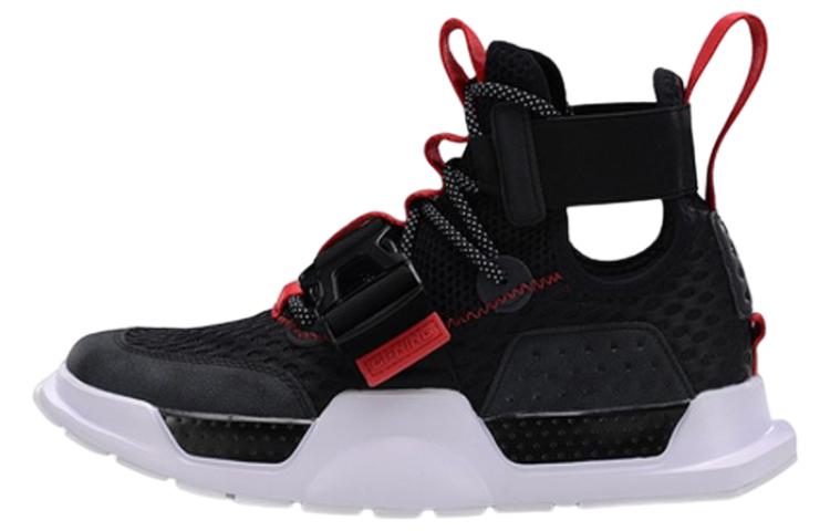 Li Ning Reburn Ws Cushioning Slip Resistant Abrasion Resistant High top Basketball Shoes Unisex Black Red AGBP023-5 45