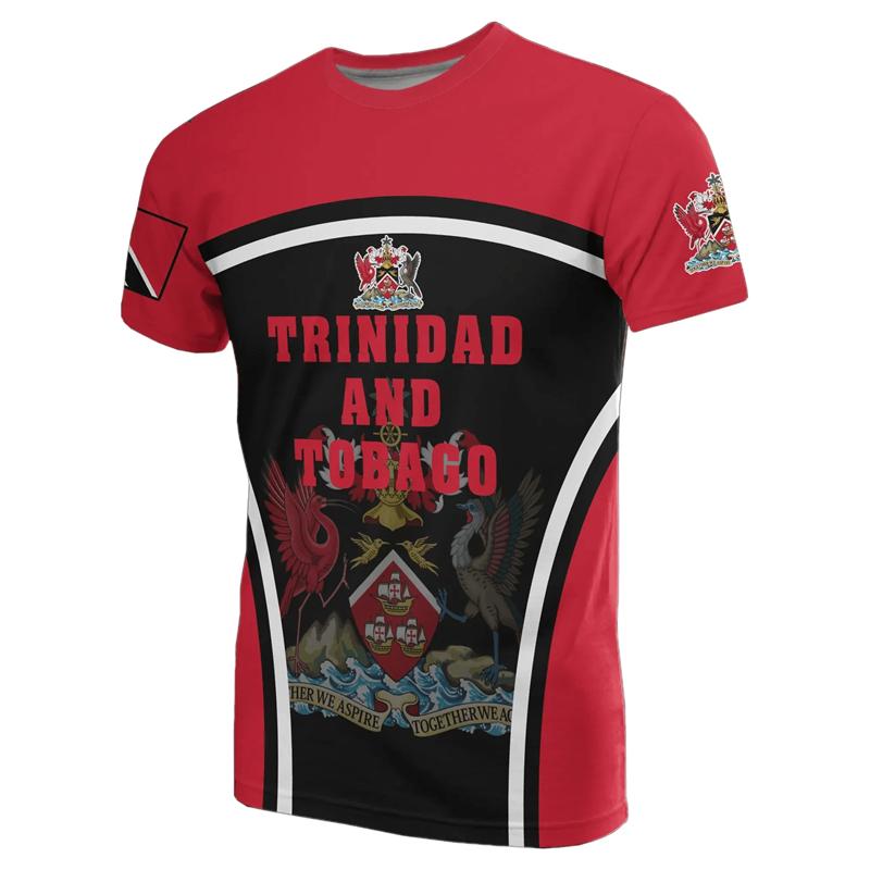 Trinidad And Tobago Flag Pattern T-Shirt Men 3D Printed Outdoor Sportswear Tee Shirts Round Neck Short Sleeves Street T Shirt