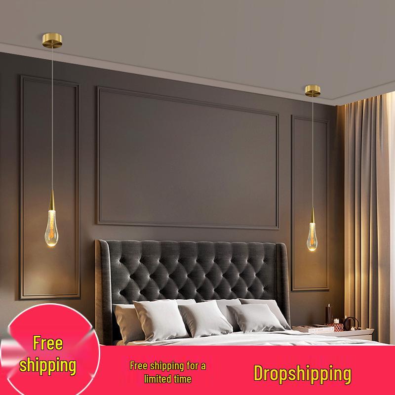 Modern Minimalist Crystal Water Drop Spiral Staircase Chandelier for Bedroom and Restaurant