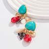 Light Luxury High-end Retro Ethnic Style Colorful Acrylic Pendant Stud Earrings Baroque Special-shaped Pearl Earrings Women