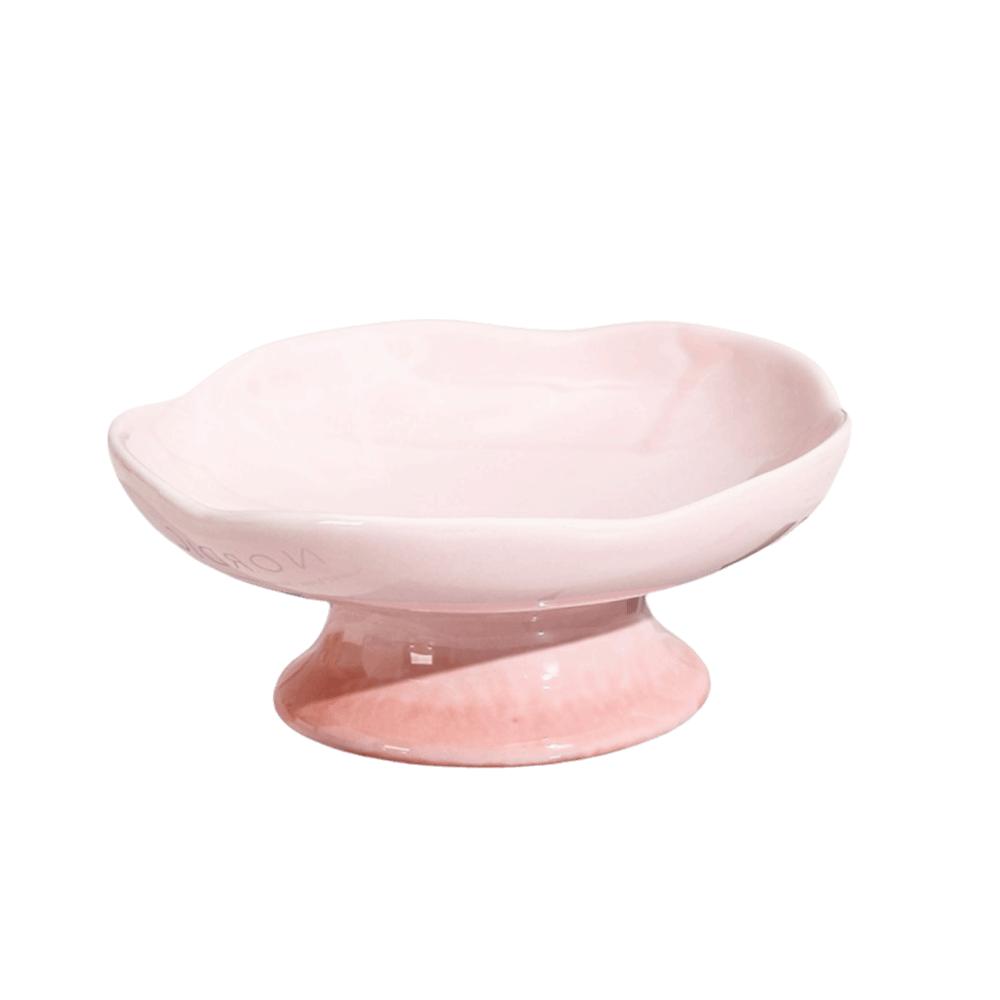 Flower Shape Ceramic Cat Bowl Anti-Tip Tall Footed Elevated Cat Bowl Anti-Slip Oblique Mouth Raised Pet Bowl Cats