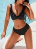 Sexy Striped Ruffle Bikini Swimsuit Women 2025 Two-piece Swimwear High Waisted Bikinis Sets Female Bathing Suit Push Up Monokini
