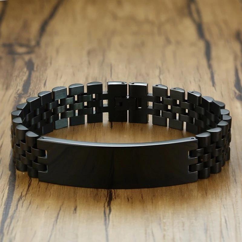 Japan and Korea Fashion Couple Curved Brand Titanium Steel Men and Women Bracelet, Lettering Adjustment Strap, Stainless Steel Watch Chain