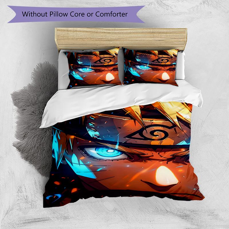 3pcs NARUTO (2) Design Cover Set - HD Printed Bedding with 1 Cover and 2 Pillowcases - Perfect for Home and Dorm Decor