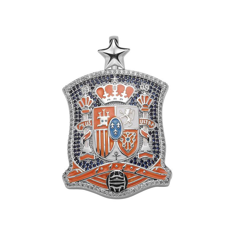 European & American Hip-Hop Football Club Badge Pendant with Colorful Drip Oil - Fan Commemorative Medal Necklace