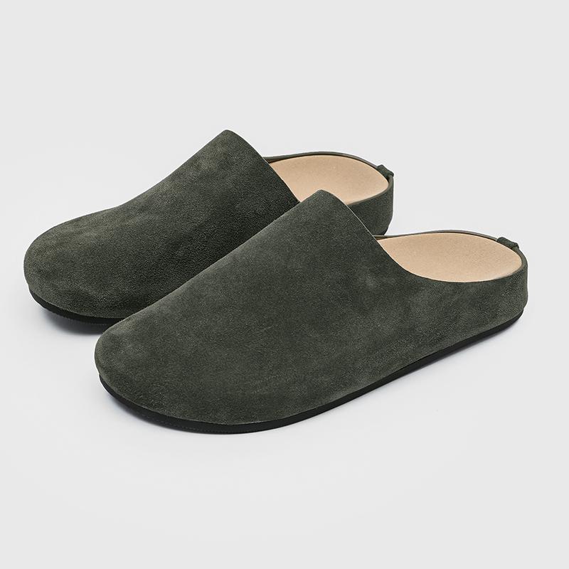 Wildleder Halbschuhe für Herren Mules Große Größe Semi-Drag Loafer Hausschuhe Offene Rückseite Freizeitschuhe Slides Sandalen Slip-On Flache Schuhe