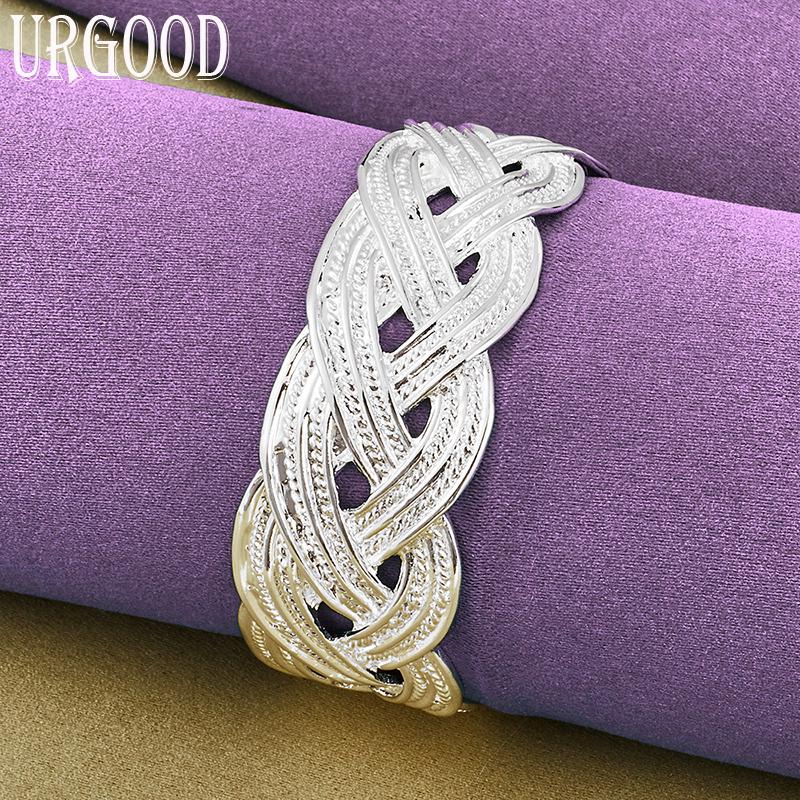 925 Sterling Silver Open Woven Bracelet Fashion Jewelry