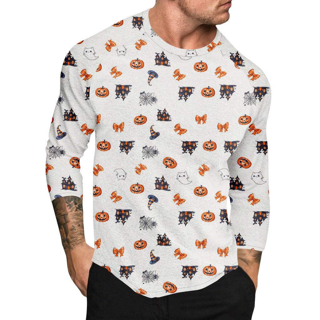 Halloween Print Raglan Sleeve Men's Long Sleeve Top