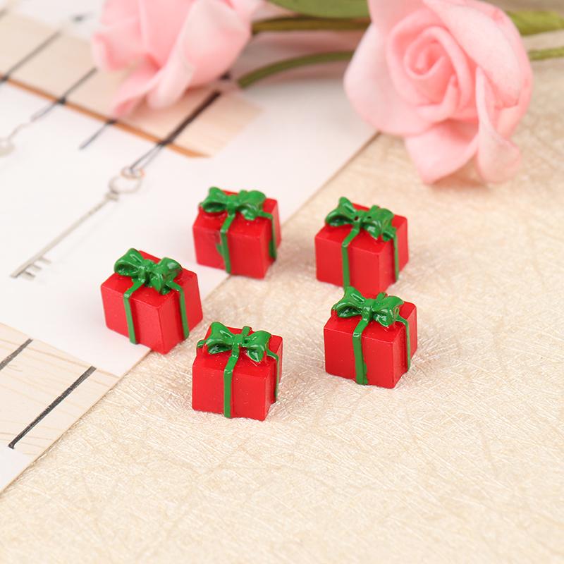 5PCS 1/12 Scale Miniature Dollhouse Christmas Gift Box Decoration Accessories