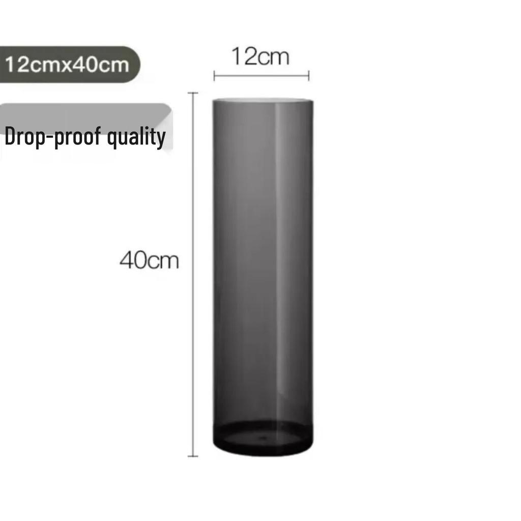 Acrylic Transparent Vase for Flower Arrangements and Lucky Bamboo - Large Straight Cylinder Design
