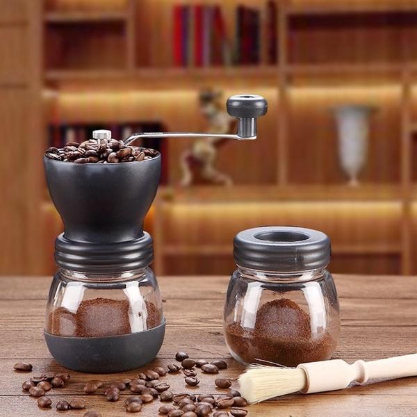 Manual Coffee Been Mill Stainless Steel Handle Coffee Grinder with Storage Glass Jar LS