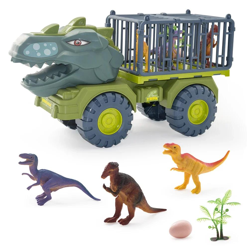 

Dinosaur Truck Transport Carrier Vehicle Animal Model Tyrannosaurus Rex Truck Game Children Birthday Gifts Boys Car Toys зелёный