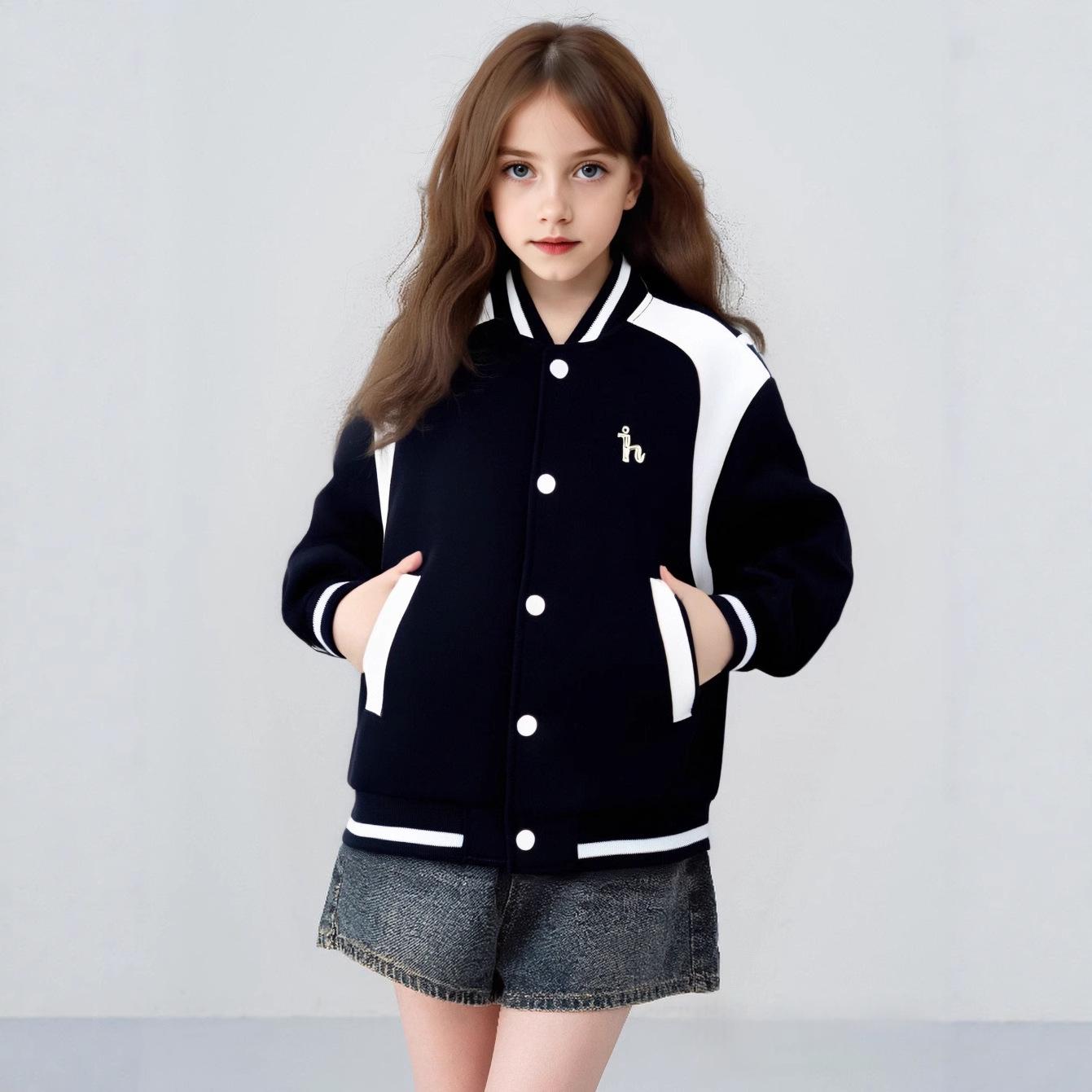 

Детская осенняя куртка-бомбер в британском стиле с цветными блоками 170 cm