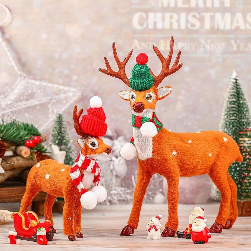 30 Unidades Sombrero Pequeño de Papá Noel para Manualidades, Juego de Mini Gorro y Bufanda de Punto Navideño, Adornos para el Árbol, Decoración para Tapa de Botella