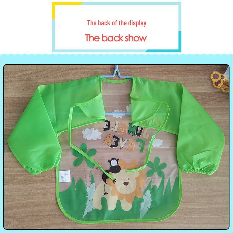 Vattentät vändbar tecknad förkläde och haklapp för barn: Oljesäker för ätande och förskoleaktiviteter