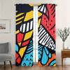 2 Pcs Geometric Graffiti Print Curtains,suitable for Bedroom,living Room Kitchen Decoration,home Decoration,window Decoration