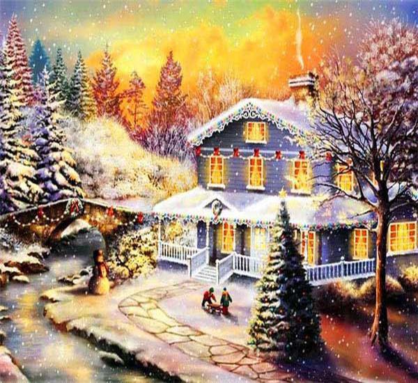 

Ruopoty картина по номерам зимний пейзаж ручная роспись художественный подарок DIY картина по номерам рождественские наборы украшение дома 40x50cm NO Frame