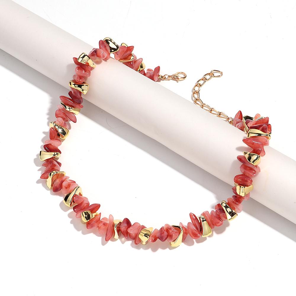 Acrylic Irregular Imitation Crushed Stone Beaded Bracelet for Women Boho Multicolored Strechy Bracelets Vacation Jewelry Gifts