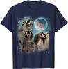 Funny 3 Racoon Moon Howling Raccoon Head Funny for Men Women Kid T-Shirt Casual Cotton Daily Four Seasons Tees Tshirt Streetwear