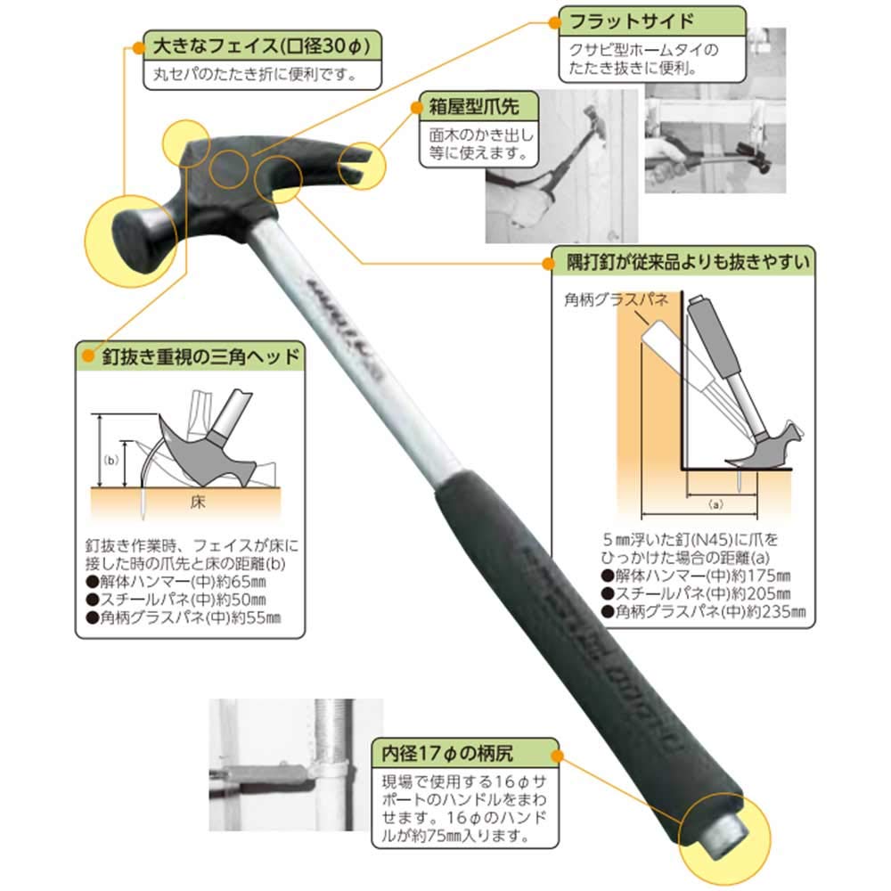 DOGYU Temporary Frame Demolition No 00421 Hammer, Medium, Stopper,