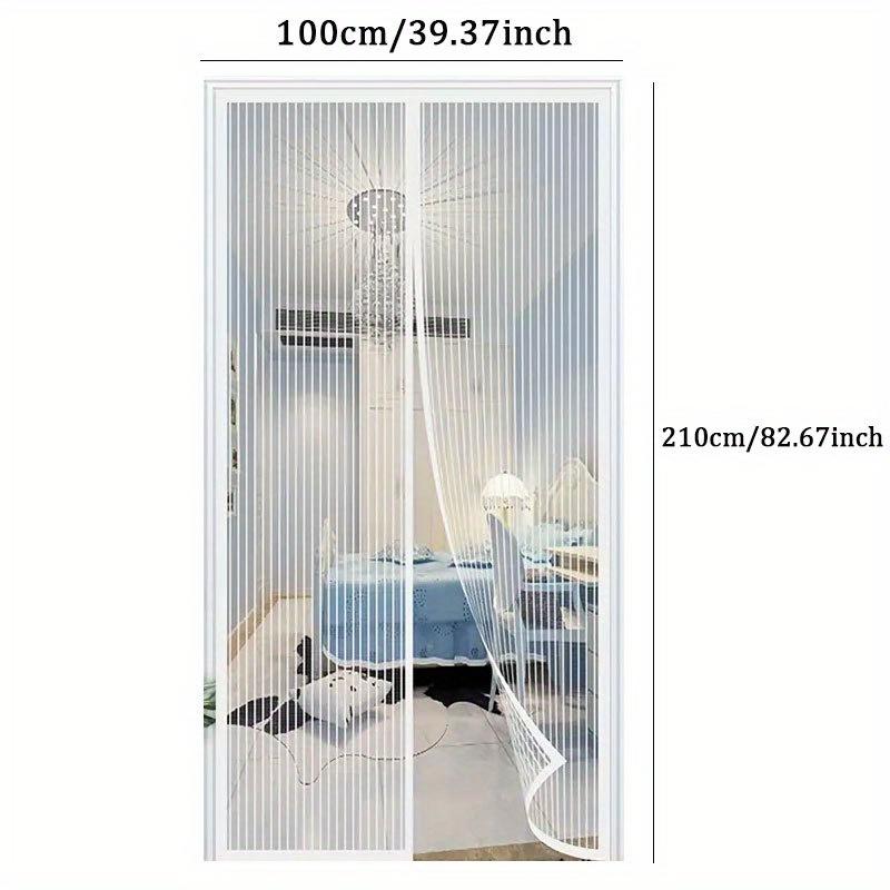 1pc Automatic Magnetic Mesh Door Screen-White Polyester,Insect & Mosquito Protection,Easy Self-Sealing for Bedrooms & Balconies
