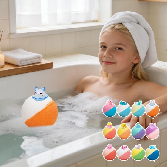 4/6/12 Stück Kinder Badesalz-Badekugeln mit Spielzeug darin Pflanzen Ätherische Öle Handgemachte Sprudelbälle Trockene Haut Feuchtigkeitsspendende Duschkugel Entspannung Spa Geschenk