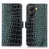 For Xiaomi Poco X7 Pro 5G Case Wallet Crocodile Texture Genuine Cow Leather Phone Cover