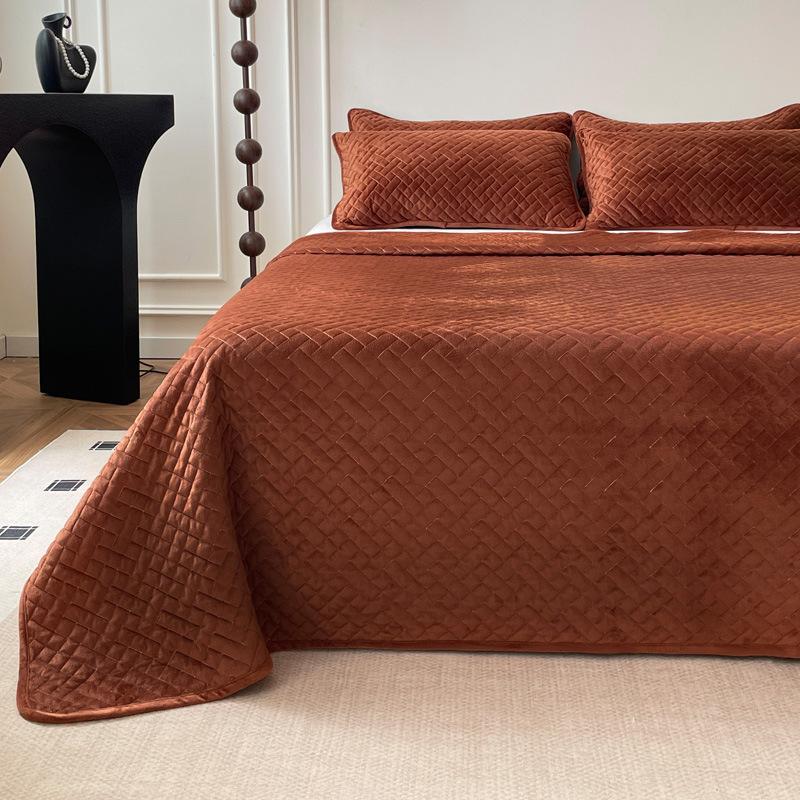 Crystal fleece padded cotton single bed cover cotton fleece dust cover double-sided use soft and comfortable tatami kang cover three-piece set