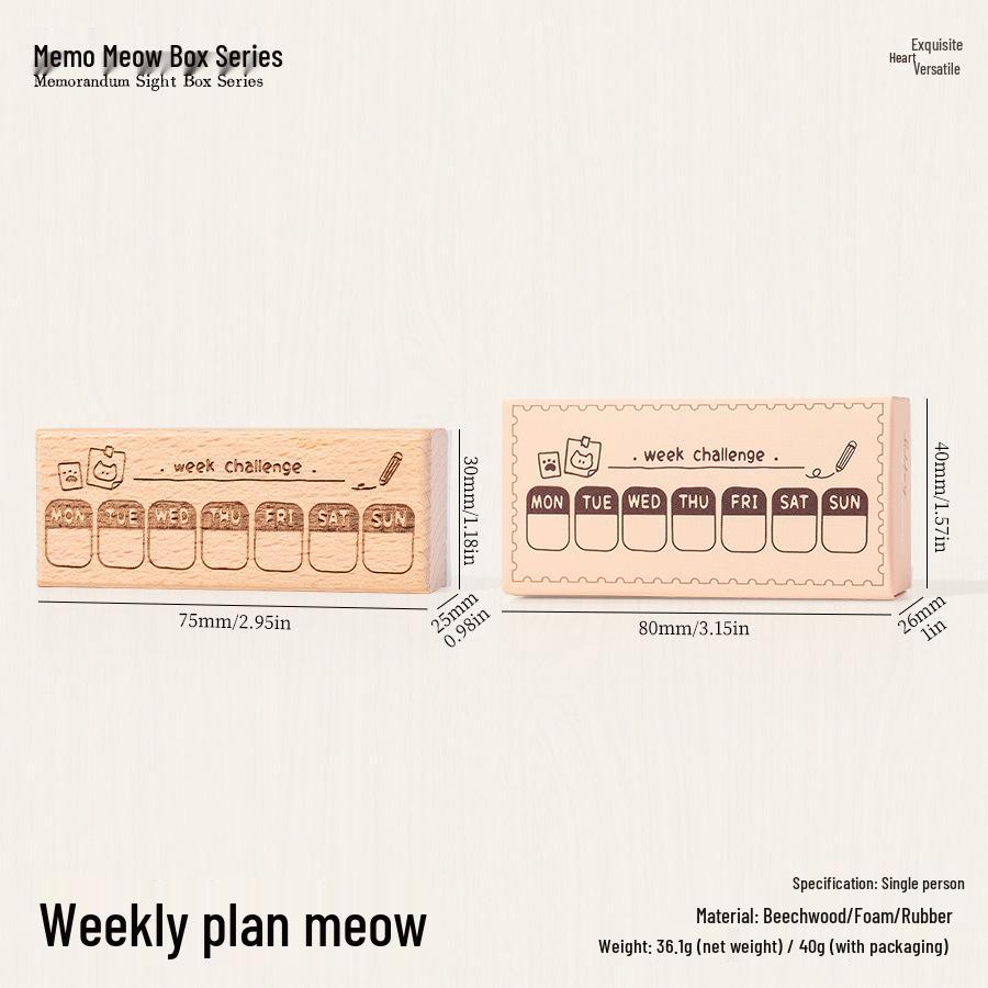 Adorable Wooden Cat Stamps for Planners and Journals – Meow Box Series