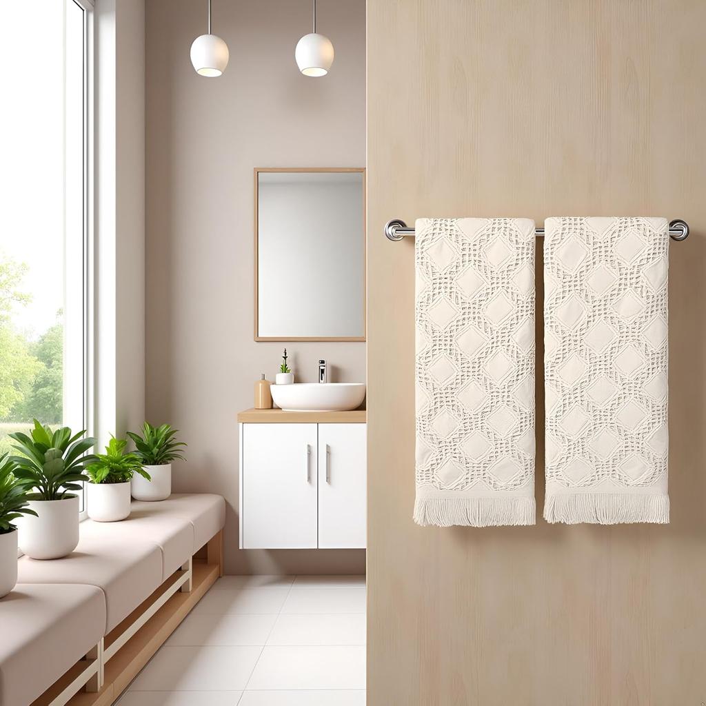 2 Pcs Decorative Boho Hand Towels Bathroom 14X30 100% Cotton Turkish Absorbent Soft Cute Face Bath Towel Set for Farmhouse Boho Bathroom Kitchen