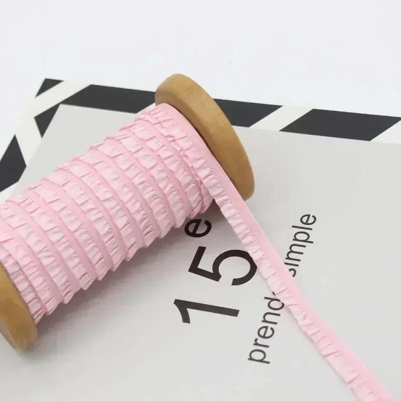 5-30Meters Meetee 10mm Elastic Bands Garment Stretch Ruffled Lace Trim Hairband Rubber Tapes DIY Clothing Sewing Accessories