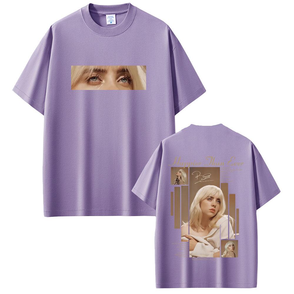 Happier Than Ever 2025 Tshirt Unisex Women Fashion Pop Music Short Sleeve T Shirts Unisex Hip Hop Oversized Tshirts Streetwear