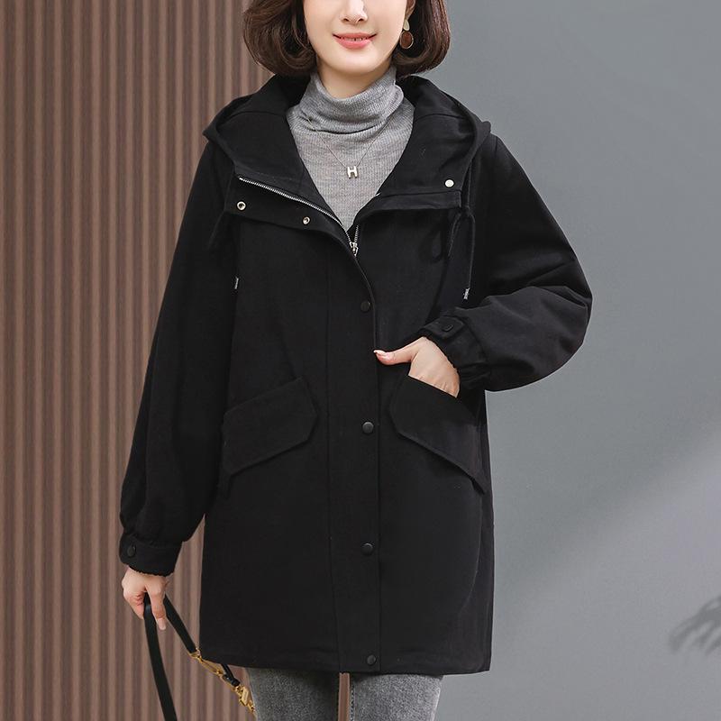 Women's Fashionable Fleece-Lined Parka: Thickened Cotton Jacket - 2024 Winter Outerwear, Loose Fit, Casual Style for Moms.