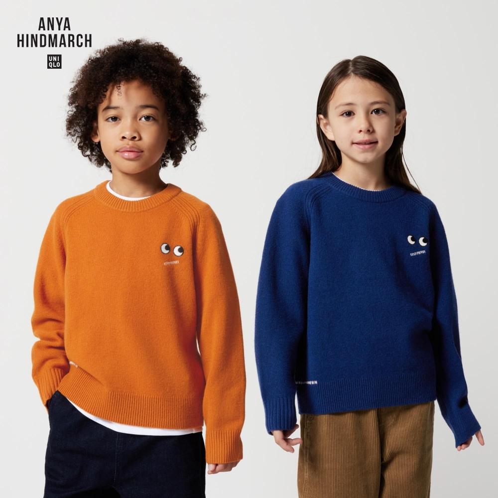 

UNIQLO KIDS PREMIUM LAMS ШЕРСТЯНОЙ СВИТЕР С КРУГЛЫМ ВЫРЕЗОМ, длинными рукавами
