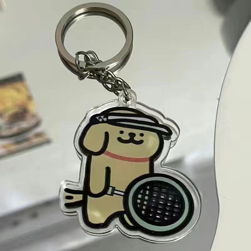 Cartoon Line Puppy Play Badminton Series Keychain Schoolbag Hangings Decoration Accessries Gifts