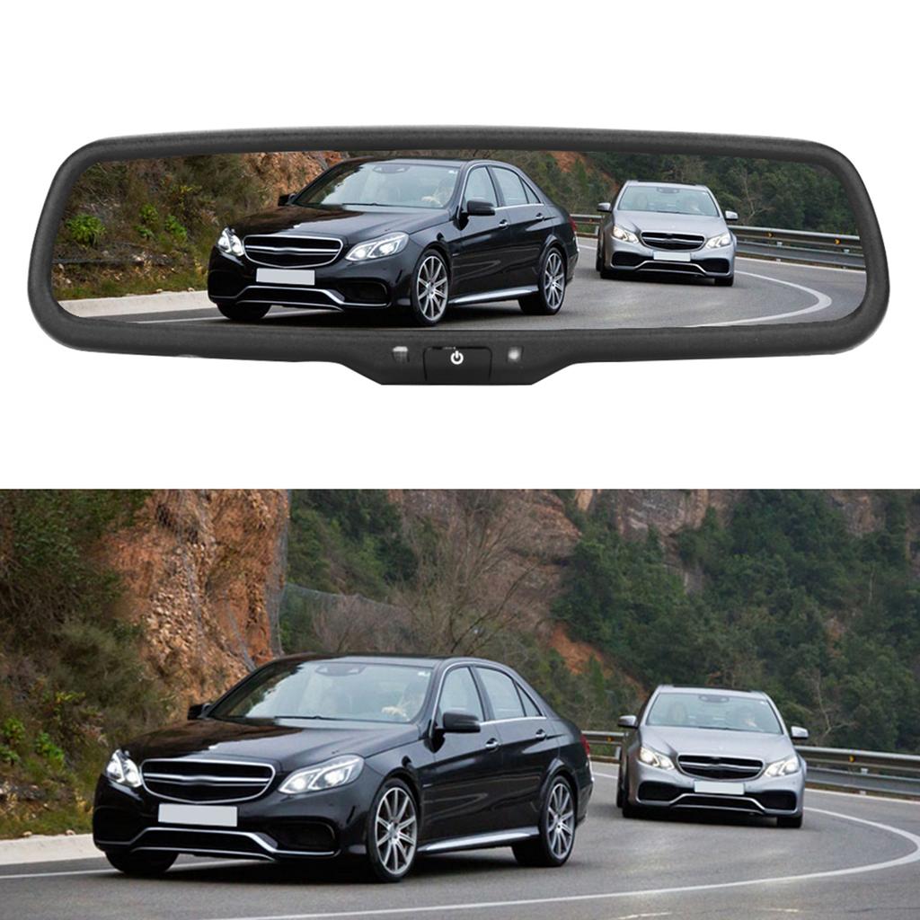 4.3inch Car Rearview Mirror Auto Dimming Monitor With Bracket Black