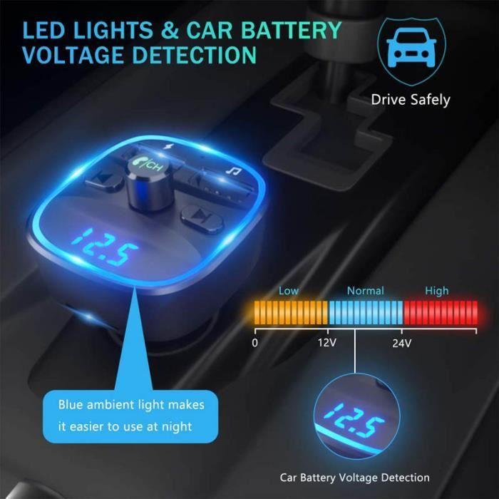 Transmetteur FM Bluetooth, Bluetooth Lecteur MP3 Adaptateur Radio sans Fil Kit Émetteur FM Voiture Chargeur, Appel Mains Libres