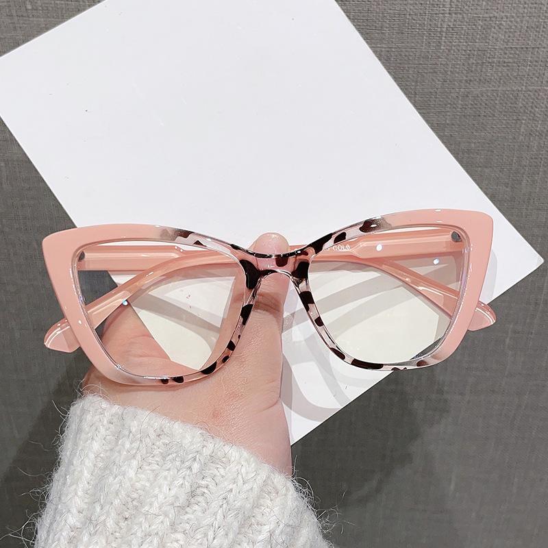 Trendy Pink Cat Eye Glasses Women's New Fashionable Colorful Clear Eyeglasses Female Plastic Anti Blue Light Glasses Frame